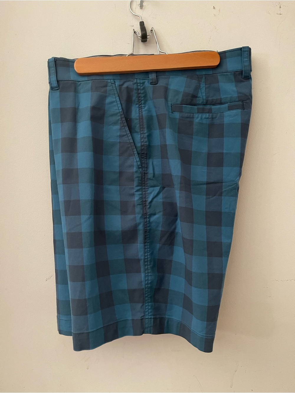 Nike Mens Navy Check Flat-Front Shorts 40